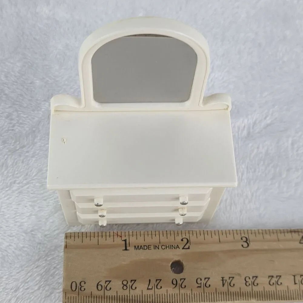 Vintage 1970s Fisher Price Dollhouse Bedroom Set Bed Dresser Bedding Mirror